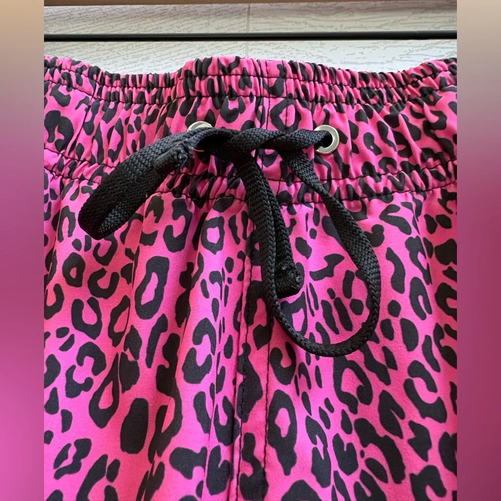 AMIRI Pink Leopard Print Swim Trunks Shorts, Size Large - Picture 8 of 13